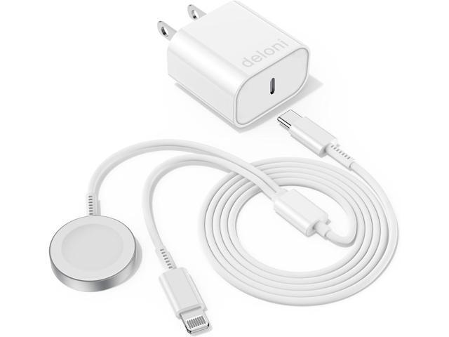 Upgraded USB C Charger for Apple Watch, 2 in 1 Phone and iWatch Magnetic Fast Charging Cable 6FT with USB-C Wall Charger, Compatible with Apple.