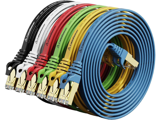 Cat 7 Shielded Ethernet Cable 5 ft 6 Pack (Highest Speed Cable) Cat7 Flat Ethernet Patch Cables - Internet Cable for Modem, Router, LAN, Computer -...