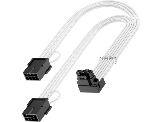 16Pin Right Angled RTX 4070 Ti GPU Power Extension Cable, PCIE 5.0 16Pin Male to 2x8Pin Female 12VHPWR 90 Degree GPU Power Adapter Cable for...
