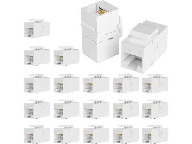 RJ45 Coupler Cat6 Keystone Jack 20-Pack, White Female to Female UTP Inline Ethernet Keystone for Wall Plates & Patch Panels, Compatible with...