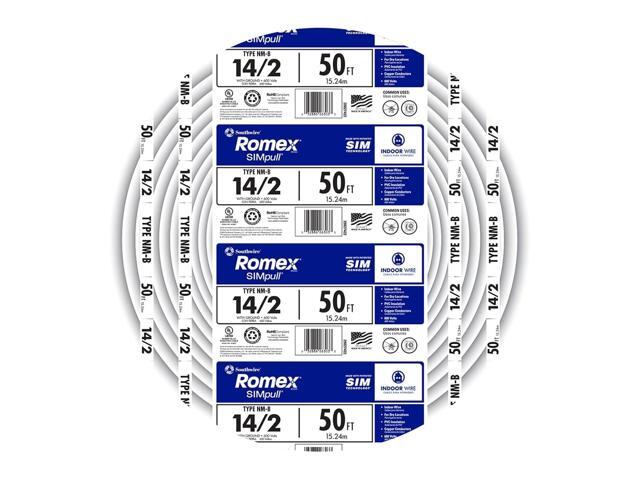 Southwire Romex Brand Simpull Solid Indoor 14/2 W/G NMB Cable 50ft coil - SW# 28827422