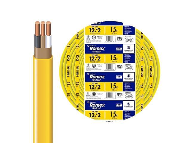 Southwire Romex Brand Simpull Solid Indoor 12/2 W/G NMB Cable 15ft coil - SW# 28828226