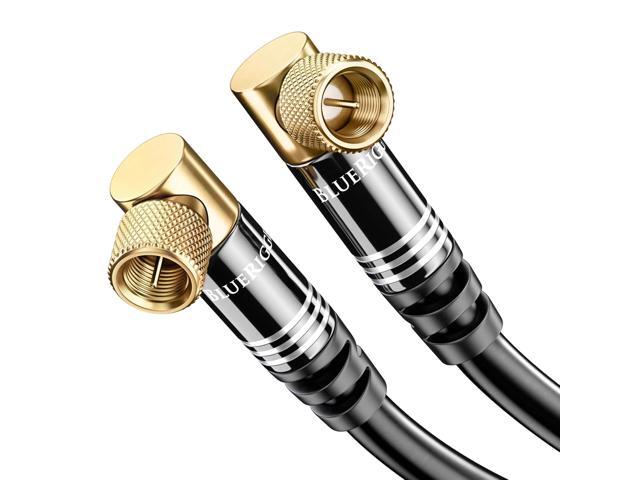 BlueRigger RG6 Digital Coaxial Audio Video Cable - 25FT, 90 Angled to Straight Male F Type Connector, Triple Shielded - HDTV, CATV, DVB-T2/C/S,...