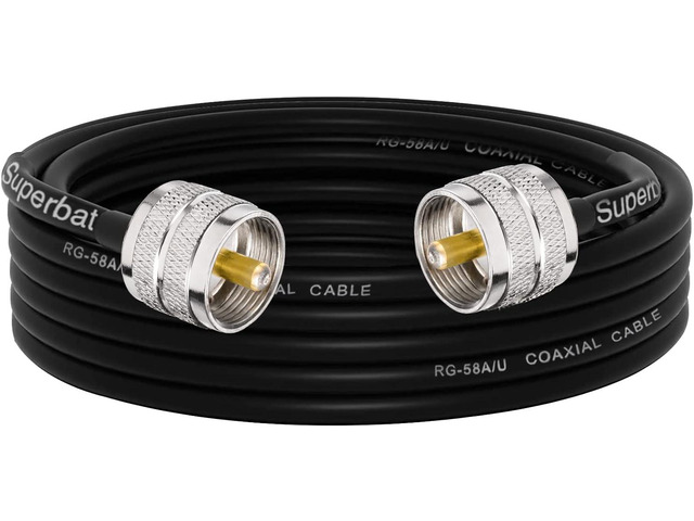 Superbat PL259 Coax Cable 15ft, UHF Male PL-259 CB Antenna Cable Extension RG58 Cable for HAM & CB Radio Antenna Analyzer Dummy Load SWR Meter etc.