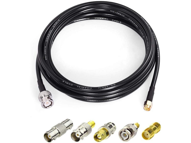 Superbat SMA Male to BNC Male Cable 6.5ft RG58 Coaxial Cable + 5pcs SMA to BNC Adapter Kit for RF Applications/Antennas/Wireless LAN Devices/Wi-Fi...