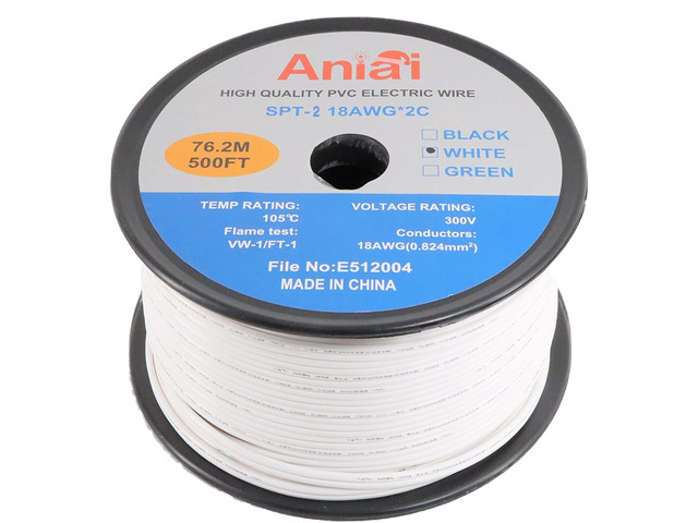 SPT-2 18/2 Low Voltage Landscape Wire 500FT - 18 Gauge 2 Conductor Stranded Copper Cable for Outdoor Lighting, Direct Burial Waterproof Electrical...