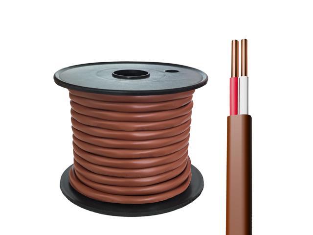 Thermostat Wire - Solid Copper 18 Gauge - CL2 - Power Circuit Cable (18/2Brown, 25ft)