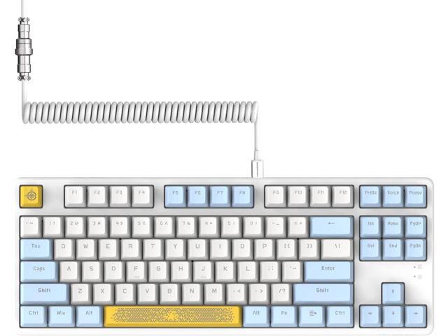 MAGIC-REFINER AK873 Gaming Keyboard,Rainbow Led Backlit,Hot-Swappable Blue Switch,PBT Keycap,75% TKL Layout,Ergonomic Mechanical Keyboard with.