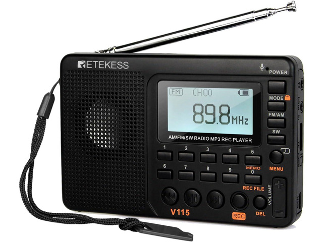 Retekess V115 Shortwave Radio, Digital Radio AM FM for Camping, Shortwave Receiver,1000mAh Rechargeable Battery, Presets, TF/AUX Playback,...