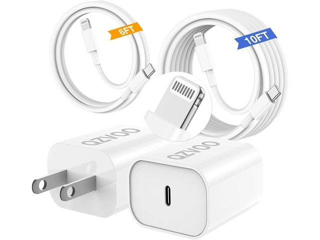 (6ft+10ft) iPhone Charger Fast Charging for iPhone 14 13 12 Fast Charger,20W USB C Wall Charger with Type C to Lightning Cord for i Phone 13/14/12...
