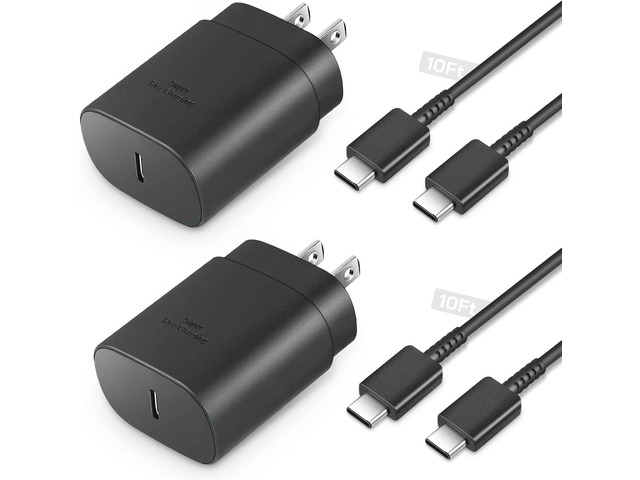 25W Type C Charger Fast Charging 10 ft, USB C Charger Block & Android Phone Chargers Cord 10 Foot for Galaxy S25 Ultra/S25/S25+/S24...