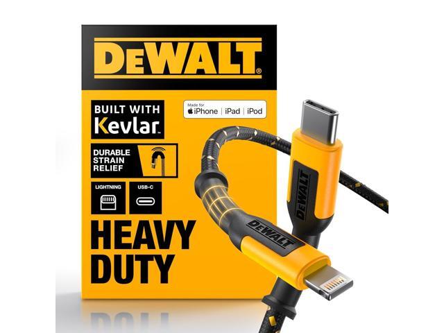 DEWALT Lightning to USB C Cable Reinforced Braided Cable for Lightning Charger Cord Compatible with iPhone Apple Compatible Charging Cable (USB...