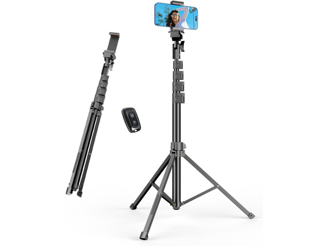 EMART 62 Cell Phone Tripod Stand with Remote for iPhone and Android Compact lightweight design easy to carry for travel & outdoor useworks great...