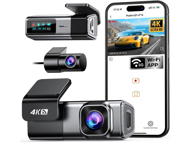 Navycrest 4K Dash Cam Front and Rear, Built-in 5G WiFi, Dash Camera for Cars 4K Front and 1080P Rear, Dashcams for Cars Loop Recording, Gravity...