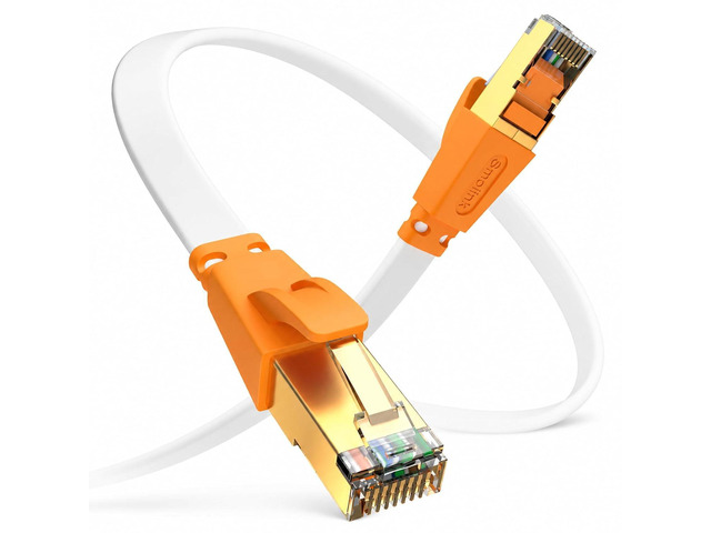 Smolink Cat 8 Ethernet Cable 25ft, 40Gbps 2000MHz Flat LAN Cable SFTP Shielded Flat Cable with Gold Plated RJ45 Connector for Router, Modem,...