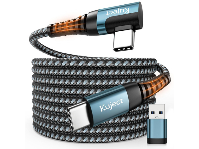 Kuject Link Cable 20FT Compatible for Quest 3S/3, Quest 2/Pro, Pico 4, Nylon Braided Charging Cord for Rift S/Steam VR Games, USB 3.0 Type C to C...