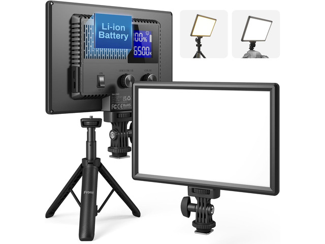 RALENO 9' LED Video Light, 2500K-6500K Camera Light with Desk Stand type C USB ports CRI 95+ photo lights with 4000mAh Battery for video...