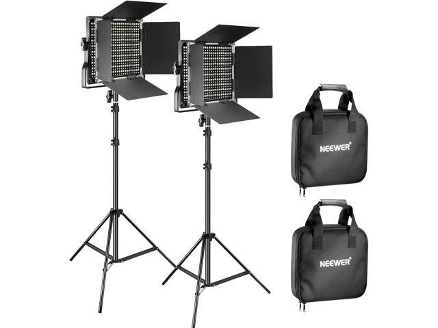 NEEWER 2 Pack Bi Color 660 LED Video Light and Stand Kit: (2) 3200-5600K CRI 96+ Dimmable Light with U Bracket and Barndoor, (2) 75 inches Light...
