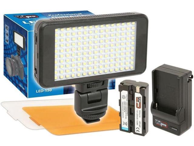 Vidpro LED-150 Photo and Video Light Kit - On Camera Panel LED Light - Adjustable and Dimmable Light Fits Cameras Video Camcorders and DLSR w/Hot...
