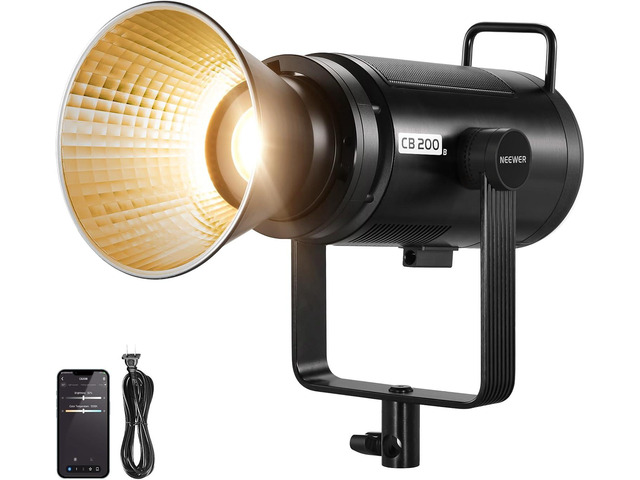 NEEWER CB200B 210W LED Video Light with 2.4G/APP Remote Control, All Metal Bi Color COB Continuous Output Lighting with Bowens Mount 90000Lux/1m...