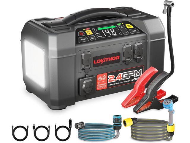 LOKITHOR AW401 5-in-1 Multi-Function Car Emergency Tool 2500 Amp Jump Starter(8.5L & 6.5L) 150 PSI Air Compressor 200 PSI Pressure Washer ...