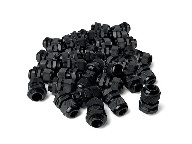 MGI SpeedWare 1/2' NPT Strain Relief Nylon Cord Grip Cable Glands, Black Plastic Grommet 100-Pack