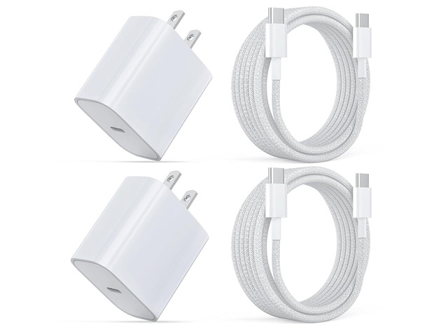 for iPhone 16 15 Charger Fast Charging,2 Pack 20W Wall Charger Block with USB Type c Braided Cable 6ft Charging Cord for iPhone 16 15 Series,for...