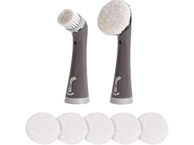 Rubbermaid Reveal Power Scrubber Attachable Soft Bristle & Velcro Head with 6 Microfiber Pads for Cordless Electric Battery Powered Scrub Brush...