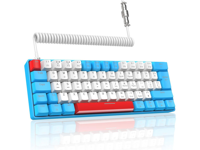 LexonElec T60PRO 60% Mechanical Keyboard and Mouse +Coiled USB C Cable, Compact RGB LED Backlit Keyboard, Linear Red Switch, 6400 DPI Programmable...