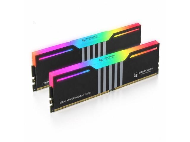 ITEMPOWERS 16GB (2x8GB) DDR4 3200MHz CL19 RGB Gaming Desktop Memory RAM Kit Black