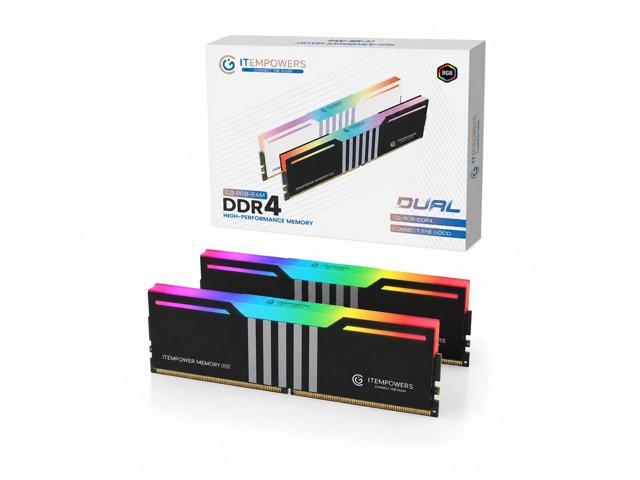ITEMPOWERS 32GB (2x16GB) DDR4 RGB Gaming Desktop Memory 3200MHz CL19 Dual Channel RAM Kit Black