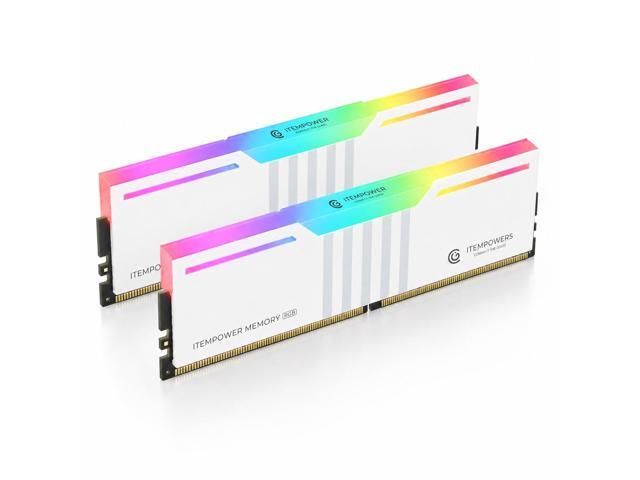 ITEMPOWERS 16GB (2x8GB) DDR4 3200MHz PC4-25600 CL19 RGB Gaming Desktop Memory RAM Kit, 288-Pin UDIMM, White