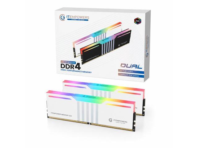 ITEMPOWERS 32GB (2×16GB) DDR4 3200MHz RGB Desktop RAM, PC4-25600 CL19 Dual Channel DIMM Memory Kit, White