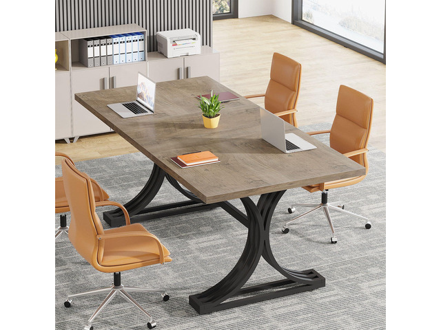 5FT Small Conference Table for 4 to 6, Modern Meeting Table with Strong Metal Frame for Office Meeting Conference Room