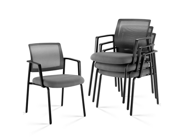 Stackable Mesh Guest Visitor Reception Chairs - Ergonomic Lumbar Support for Waiting Conference Meeting Room, Office School Lobby and Church, Space...