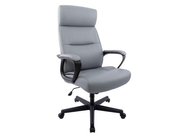 Rutherford Manager Office Chair, High Back, Faux Leather, Gray Adjustable height swivel chair for executive offices and home workspaces