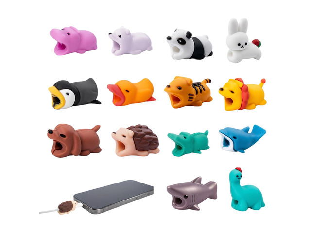 Cable Protector Cute 14-Pack, Adorable Animal Charging Cord Protectors Set Stop Fraying & Extend Cable Life,Universal Fit for Phone Tablet Laptop...