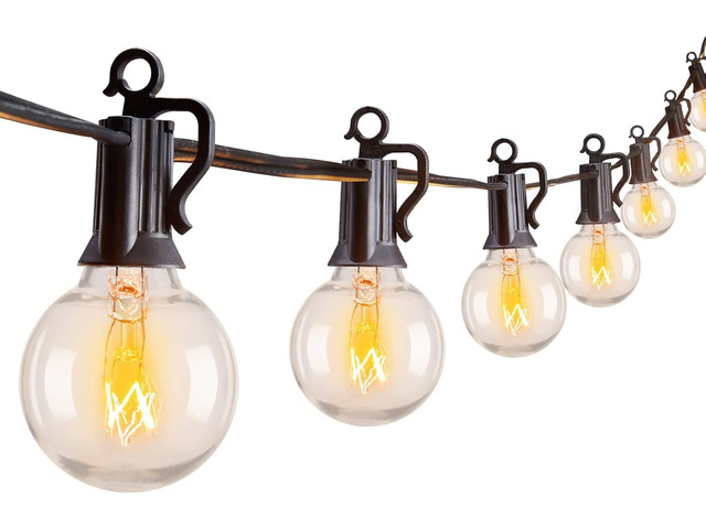 Outdoor String Lights 30FT Patio Lights with 25 Edison Glass Bulb IP65 Waterproof, Dimmable, Connectable Outside Light for Backyard Porch Balcony...