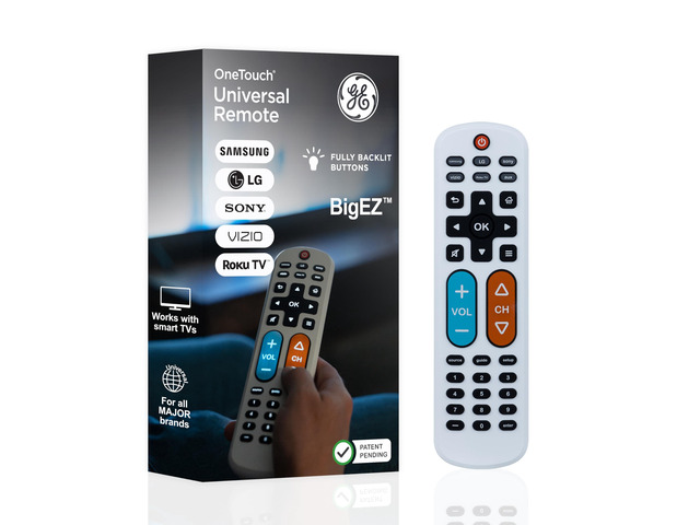 BiZ OneTouch Big Button Universal TV Remote for Seniors, Easy to Use Replacement Remote for Samsung, LG, Sony, Vizio, Roku TV, Streaming Players,...
