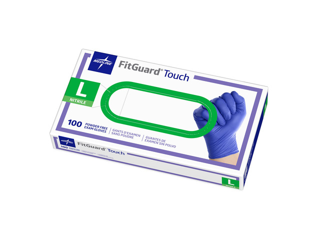 Medline Touch Nitrile Exam Gloves, 100 Count, Large, Powder Free, Disposable, Not Made with Natural Rubber Latex, Excellent Sense of Touch for...