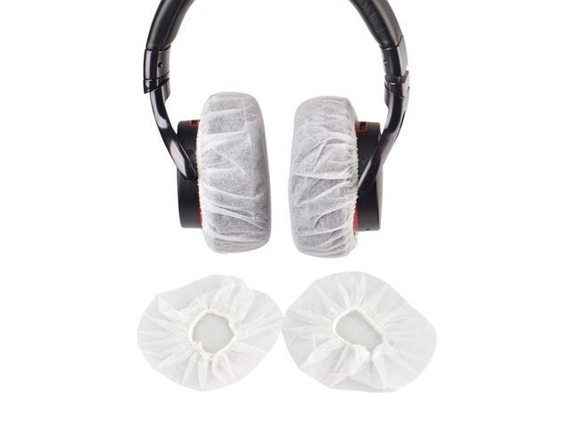 100Pcs White Non-Woven Sanitary Headphone Ear Cover, Disposable Super Stretch Covers Washable for Most On Ear Headphones with 10~12cm Earpads (XL -...