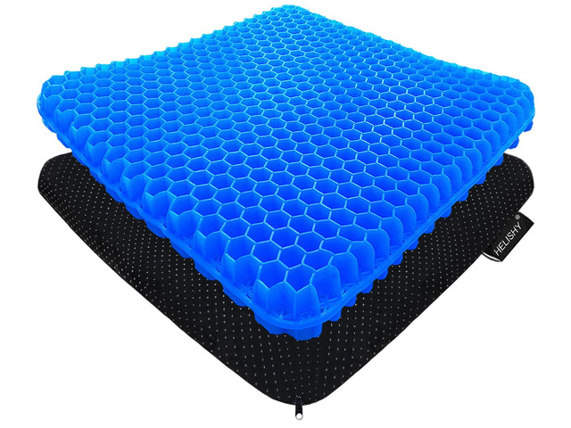 Gel Seat Cushion for Office Chair, Car & Wheelchair, Double Thick Highly Elastic Pure Gel, Cooling Honeycomb Breathable Design for Tailbone Pain...