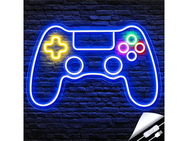 Gamer Neon Sign, Game Controller LED Sign for Gaming Room Decor - Game Neon Sign for Teen Boy Room Decor - Best Gamer Gifts for Boys, Kids