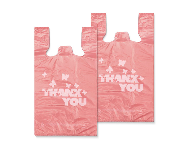 PINK Thank you bags, 100PCS T shirt bags, To Go Bags,Grocery bags, Reusable and Disposable,Perfect for Small Business,Take Out,Retails,11 inchx6...