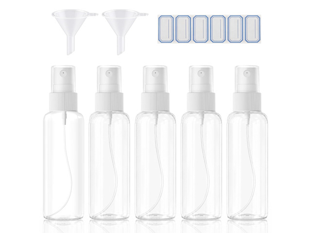 5-Pack Spray Bottles 3.4oz, Small Spray Bottle Empty Clear Plastic Bottle Clear Plastic for Travel, for essential oils, perfume, cosmetics,...