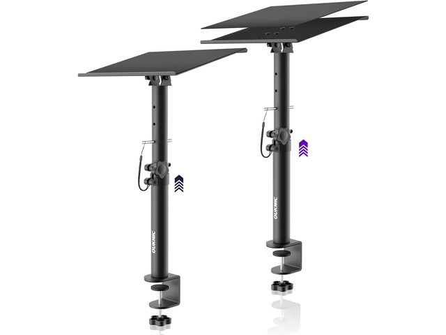 Clamp On Desktop Studio Monitor Speaker Stands Pair Tilt & Height Adjustable, Heavy Duty, Universal Fit, for Music Booth, Subwoofer, Surround...