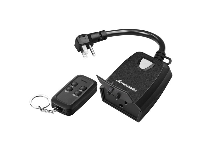 Outdoor Dimmer for String Lights, 100FT Remote Switch Range Stepless Dimming, LED 150W/Tungsten 300W Bulbs Compatible, IP44 Weather-Resistant for...