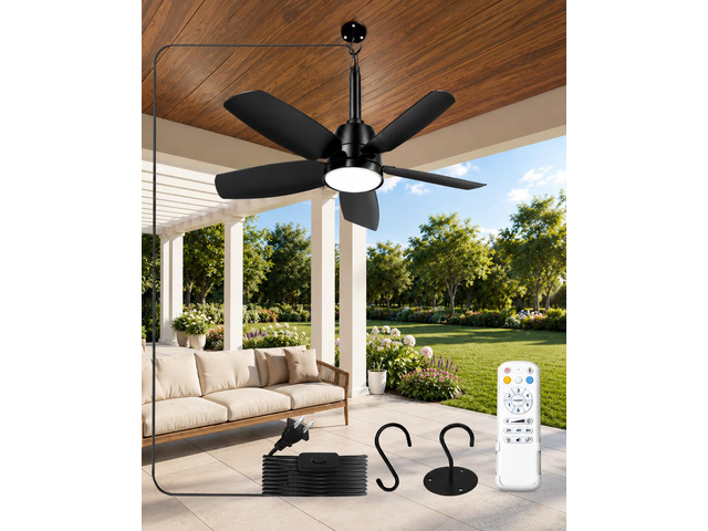 28 Inch Outdoor Ceiling Fan with Light, Remote Patio Gazebo Porch Fan IP65 waterproof outdoor fan with remote control, reversible motor and...