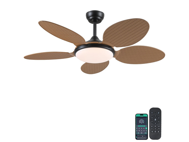 48'Tropical Style Palm Leaf Ceiling Fans with LED Lights and Remote & APP Supports Remote and APP, 6 Wind Speeds, Reversible, Dimmable 3CCT LED,...