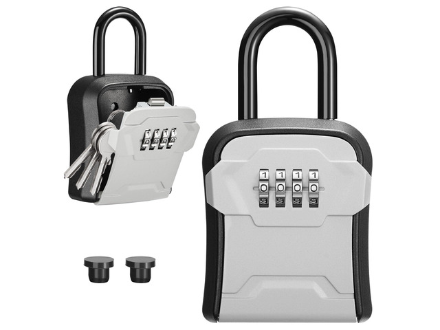 Key Lock Box for House Keys Combination Lockbox with Code, 1 Gray For Contractors Guest Realtor Security Storage, Apartment Doorknob, Resettable,...